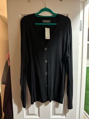 Primark Black Men's V-Neck Button-Front Cardigan Size M